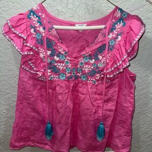 Women’s crown & ivy medium pink embroidered top